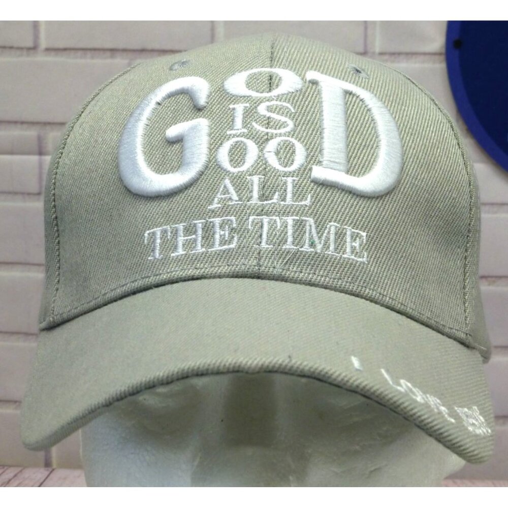 NWT God Is Good All The Time Religious Olive Green Baseball Cap "I Love Jesus" E